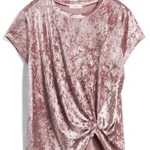 Velvet knotted front, short sleeve top